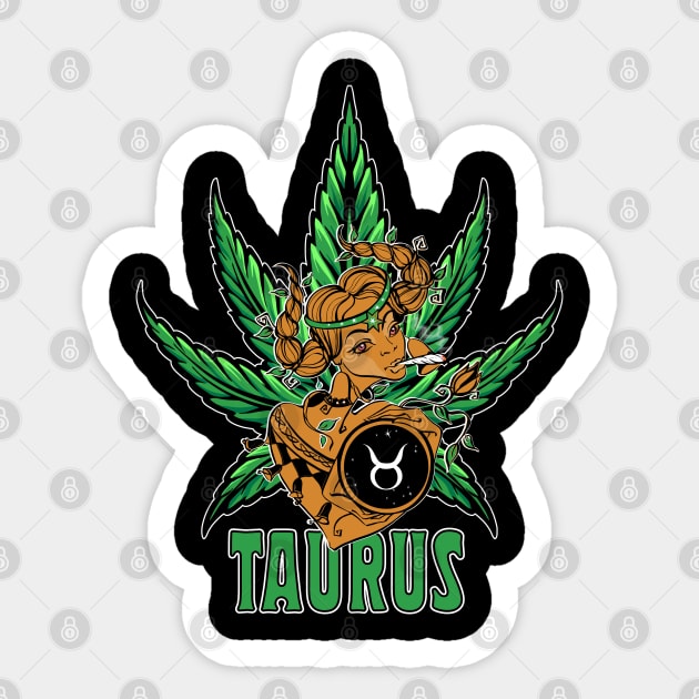 Taurus Weed Shirt, Zodiac Cannabis, Taurus Marijuana Shirt, Taurus Gift, Taurus Zodiac tee, zodiac birthday gift, Zodiac Pot Leaf Sticker by Moon Phase Design